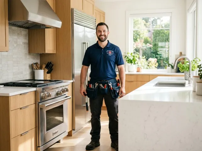 Appliance Repair Hero technician in a Appling, GA kitchen after an appliance repair